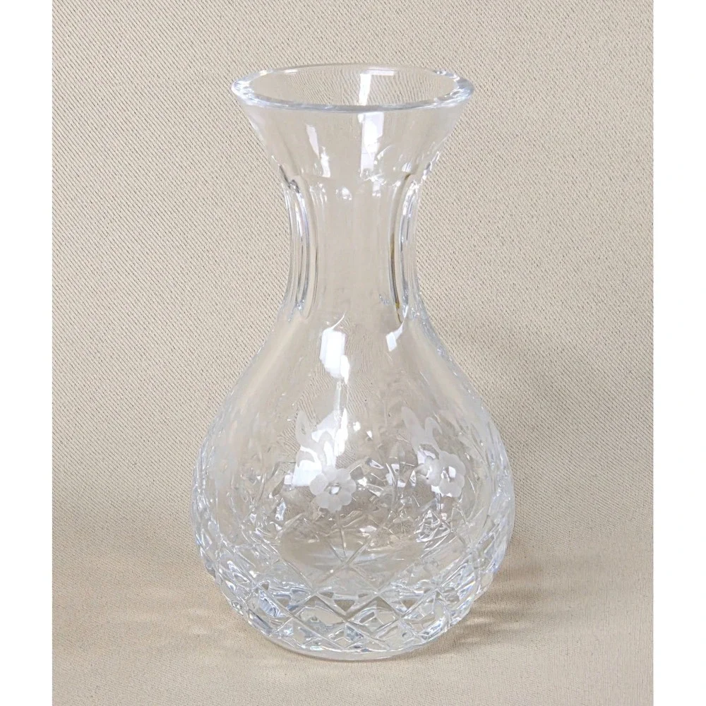 Rogaska Gallia Crystal Violet Bud Vase Etched Floral Diamond Cut Luxury Glass 4